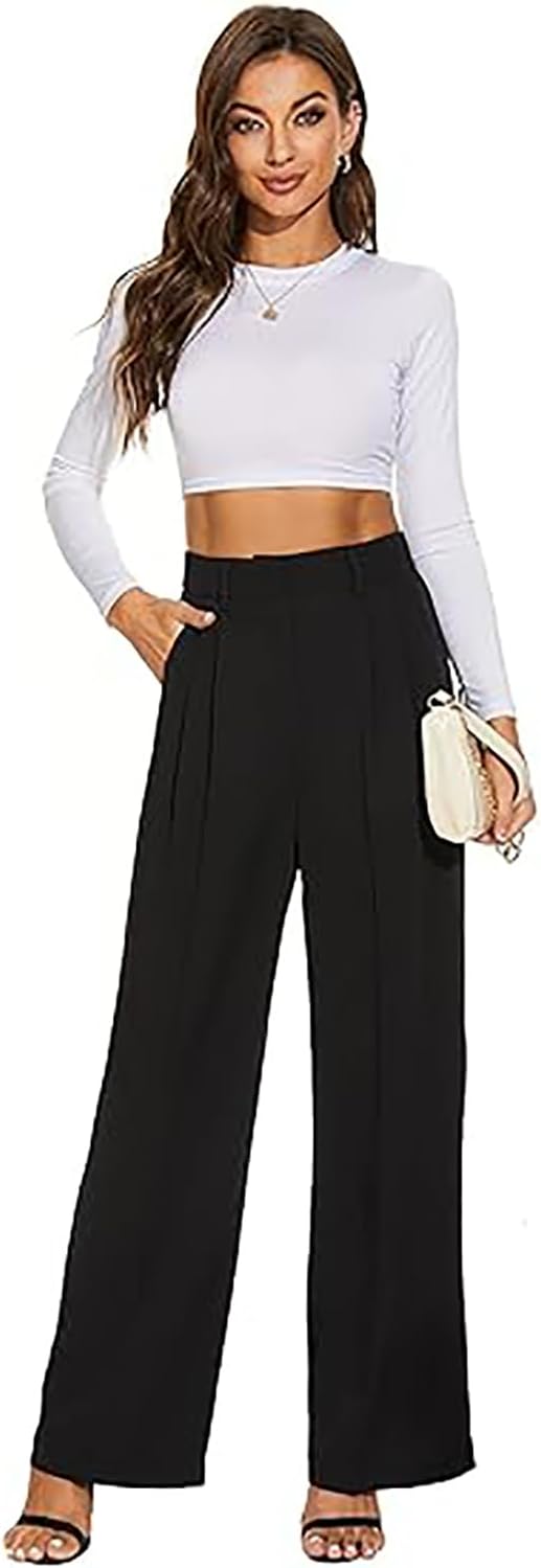 Pantalones Anchos para Mujer, Pantalones De Cintura Alta, Pantalones De Playa Sueltos E Informales con Bolsillos