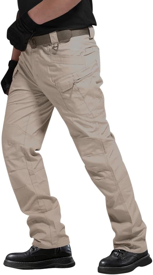 RELAAX IN Pantalónes Tácticos para Hombre, Pantalónes Cargo Hombre Impermeable Pantalones de Trabajo para Hombre Múltiples Bolsillos con Cierre Elásticos Ajuste Relajado