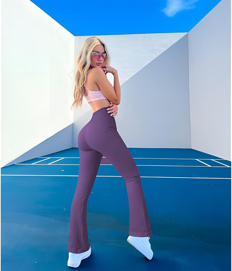 JIEHUA Pantalones Acampanados Mujer,Pantalones de Yoga con Control de Abdomen,Acampanados,Cintura Alta, Opacos,para Correr,Yoga,Pilates