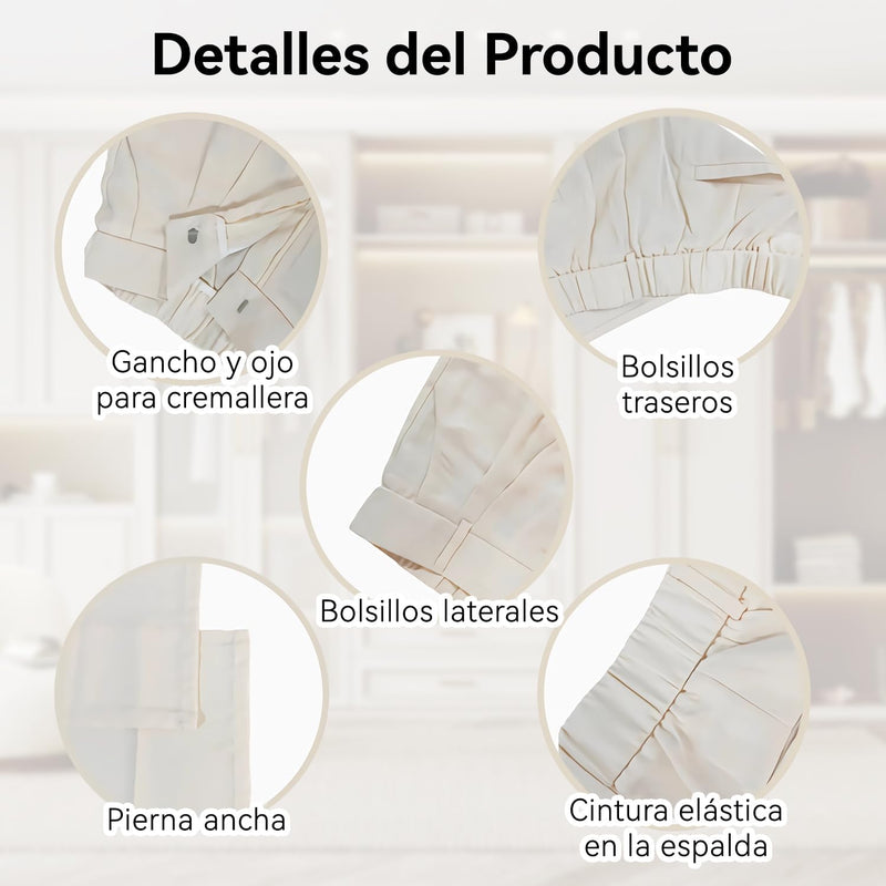 Pantalones Anchos para Mujer, Pantalones De Cintura Alta, Pantalones De Playa Sueltos E Informales con Bolsillos