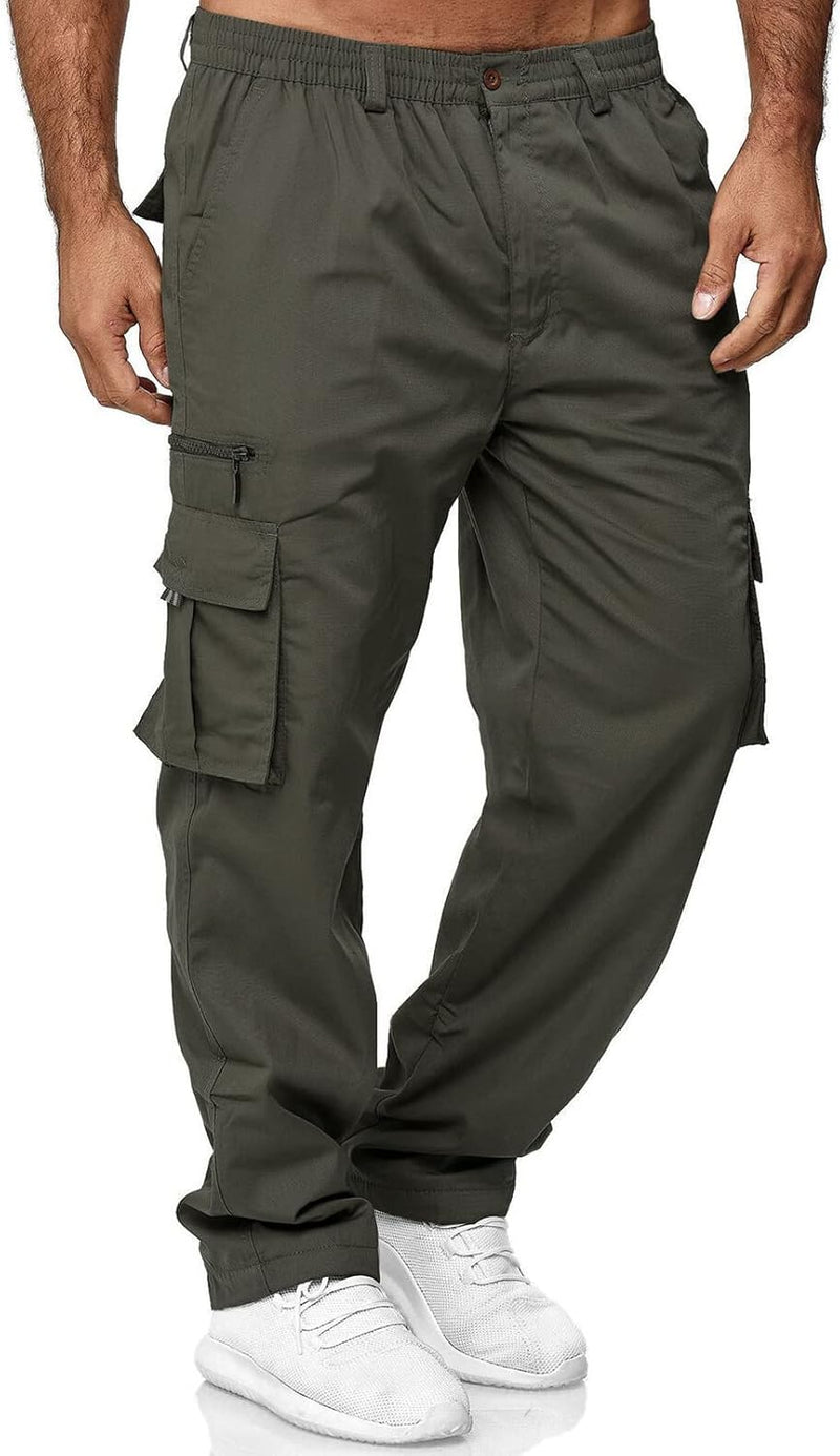 GTHTTT Pantalones Cargo Rectos para Hombre, 6 Bolsillos, Secado Rápido, Tiro Medio, Algodón/Spandex, Ideal para Jogging, Montañismo, Escalada, Senderismo