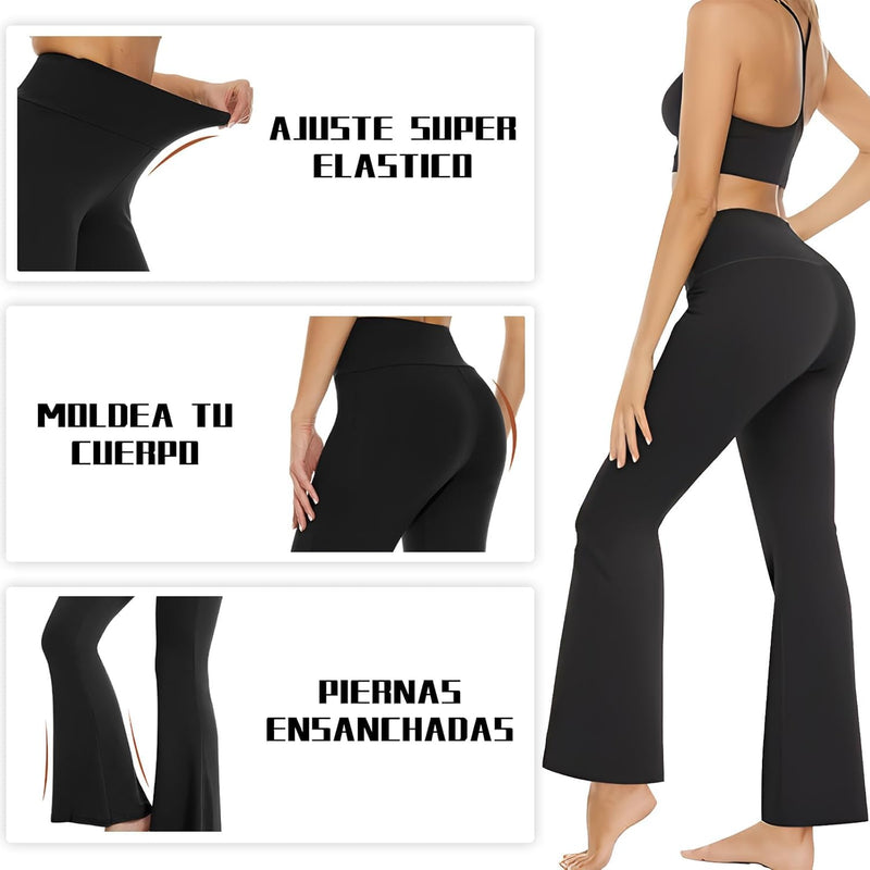 JIEHUA Pantalones Acampanados Mujer,Pantalones de Yoga con Control de Abdomen,Acampanados,Cintura Alta, Opacos,para Correr,Yoga,Pilates