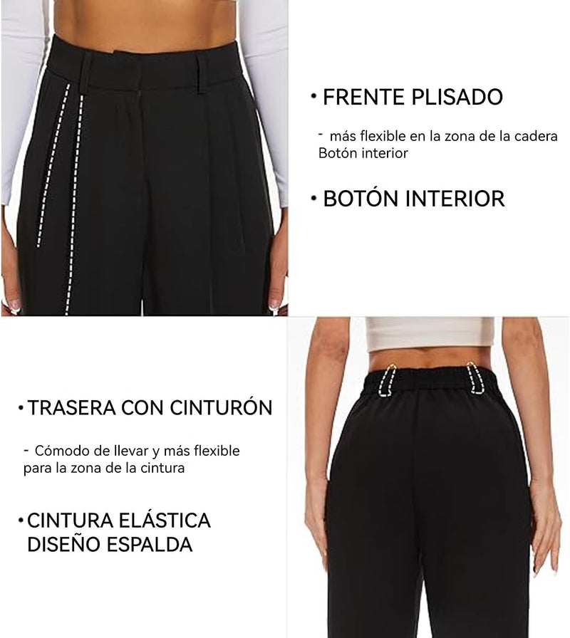 Pantalones Anchos para Mujer, Pantalones De Cintura Alta, Pantalones De Playa Sueltos E Informales con Bolsillos