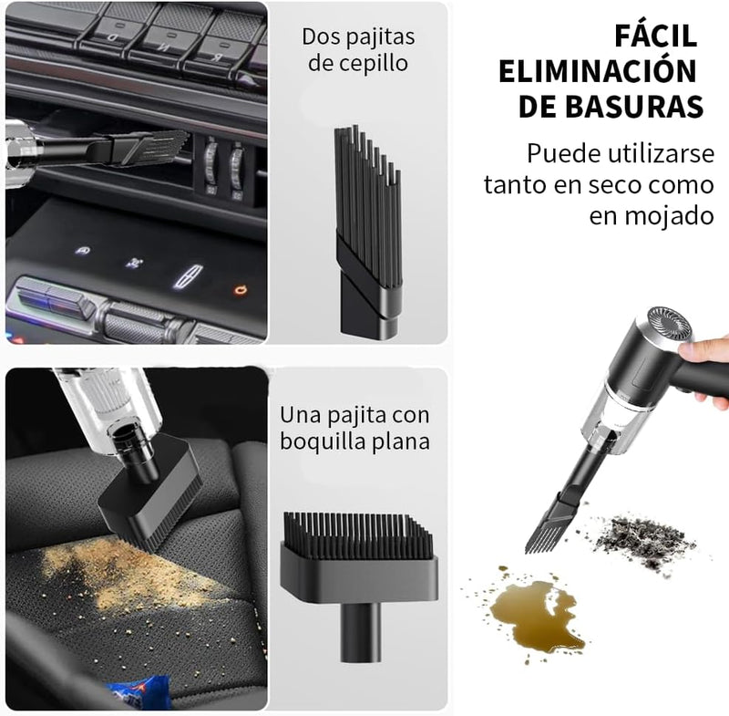 Aspiradora De Mano De Alta Potencia 5500PA Aspirador De Coche Portátil Aspiradora Inalámbrica Recargable Con Filtros Lavables y Desmontables 2 Cabezal del Cepillo y Boquilla Para Hogar Oficina(Negro)