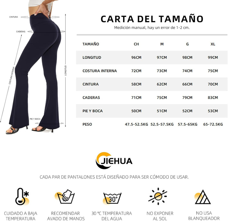 JIEHUA Pantalones Acampanados Mujer,Pantalones de Yoga con Control de Abdomen,Acampanados,Cintura Alta, Opacos,para Correr,Yoga,Pilates