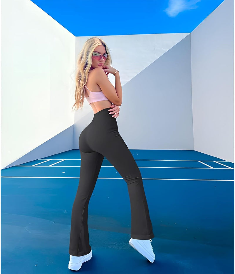 JIEHUA Pantalones Acampanados Mujer,Pantalones de Yoga con Control de Abdomen,Acampanados,Cintura Alta, Opacos,para Correr,Yoga,Pilates