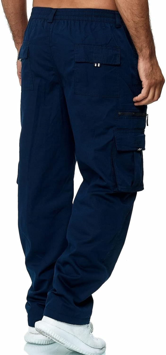 GTHTTT Pantalones Cargo Rectos para Hombre, 6 Bolsillos, Secado Rápido, Tiro Medio, Algodón/Spandex, Ideal para Jogging, Montañismo, Escalada, Senderismo