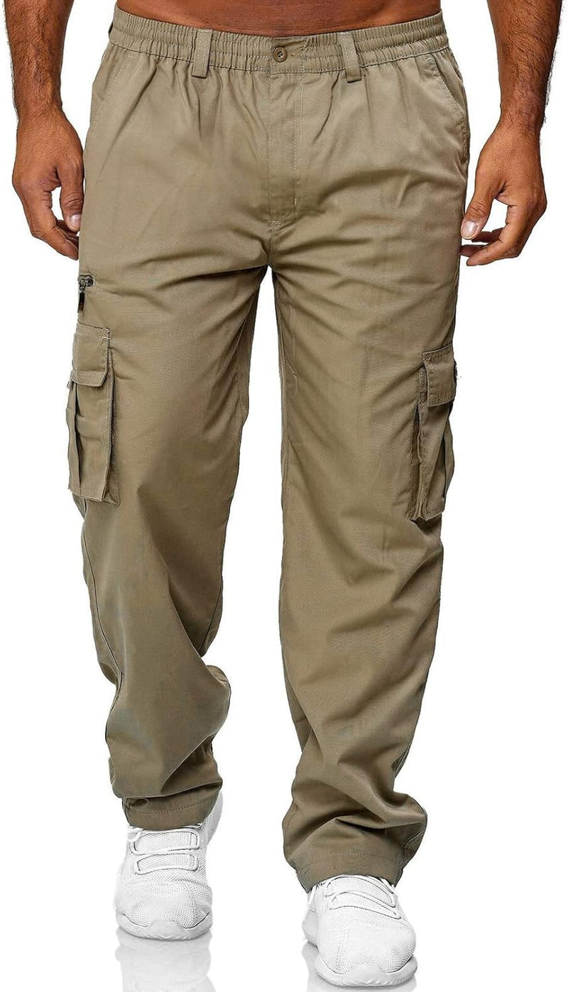 GTHTTT Pantalones Cargo Rectos para Hombre, 6 Bolsillos, Secado Rápido, Tiro Medio, Algodón/Spandex, Ideal para Jogging, Montañismo, Escalada, Senderismo