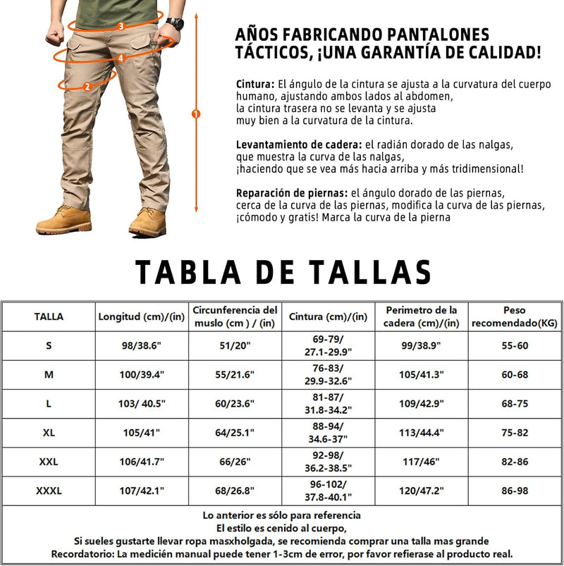 Pantalones de Asalto tácticos para Hombre, Pantalones de Trabajo tácticos Militares para Hombre, Antidesgarro，Impermeable，para Trabajo, Senderism