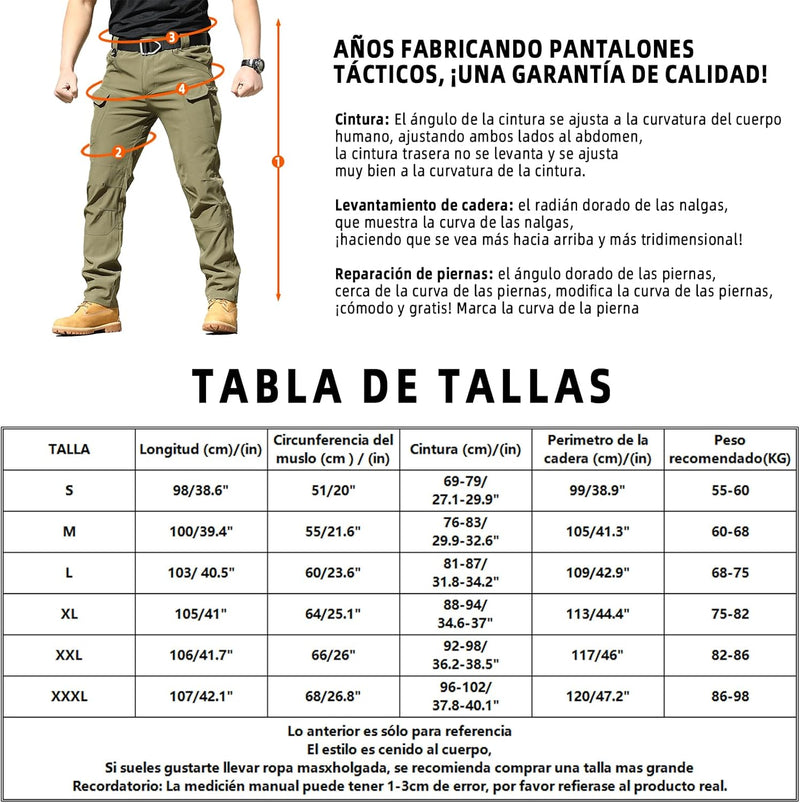 Pantalones de Asalto tácticos para Hombre, Pantalones de Trabajo tácticos Militares para Hombre, Antidesgarro，Impermeable，para Trabajo, Senderism